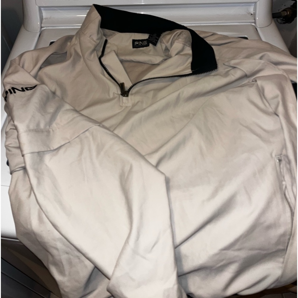 Khaki PING Performance Dynamics Mens Sz Large 1/4 Zip Golf Jacket Tan